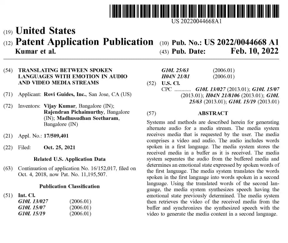 Front page of patent document 13 of 22
