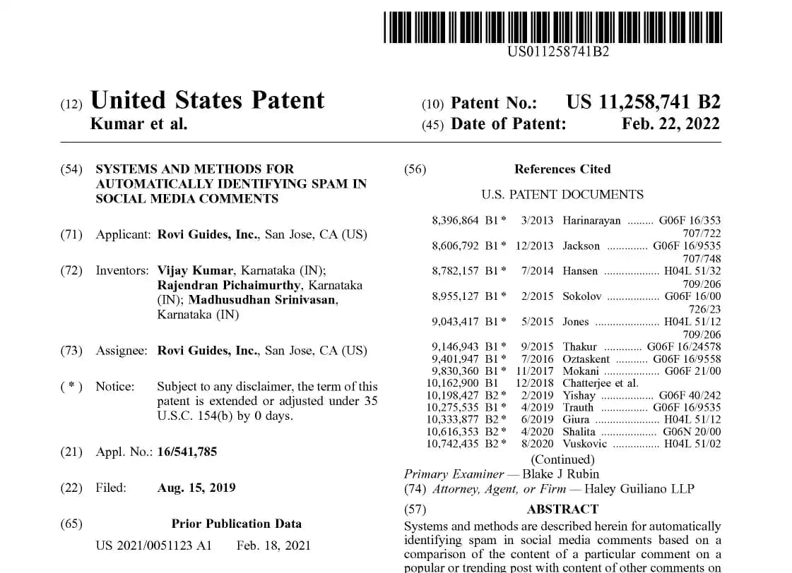 Front page of patent document 15 of 22