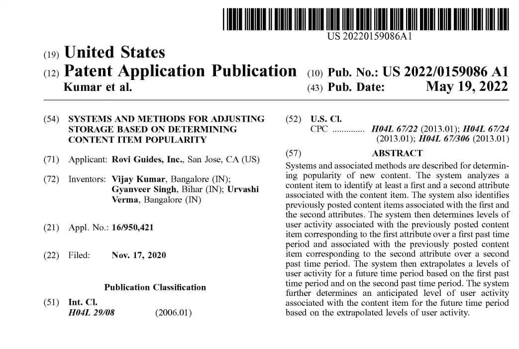 Front page of patent document 21 of 22